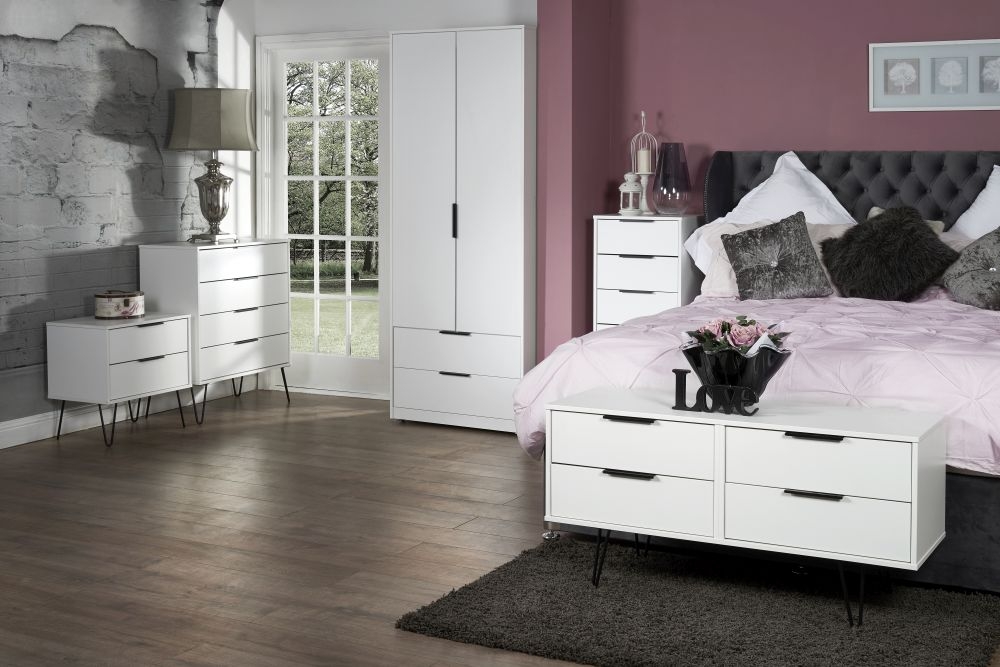 Product photograph of Hong Kong 4 Drawer Chest With Hairpin Legs - White from Choice Furniture Superstore.