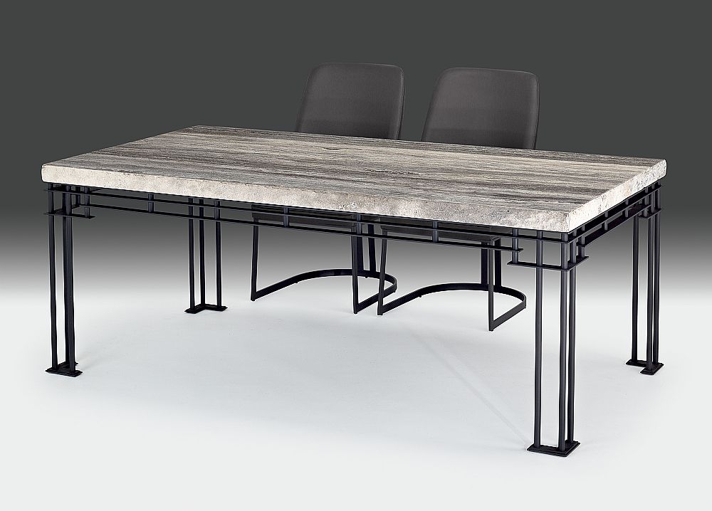 Product photograph of Stone International Brooklyn 8 Seater Dining Table - Marble And Dark Grey Metal from Choice Furniture Superstore.