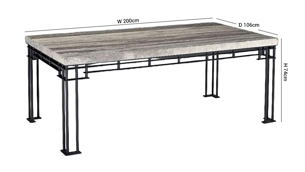 Product photograph of Stone International Brooklyn 8 Seater Dining Table - Marble And Dark Grey Metal from Choice Furniture Superstore.