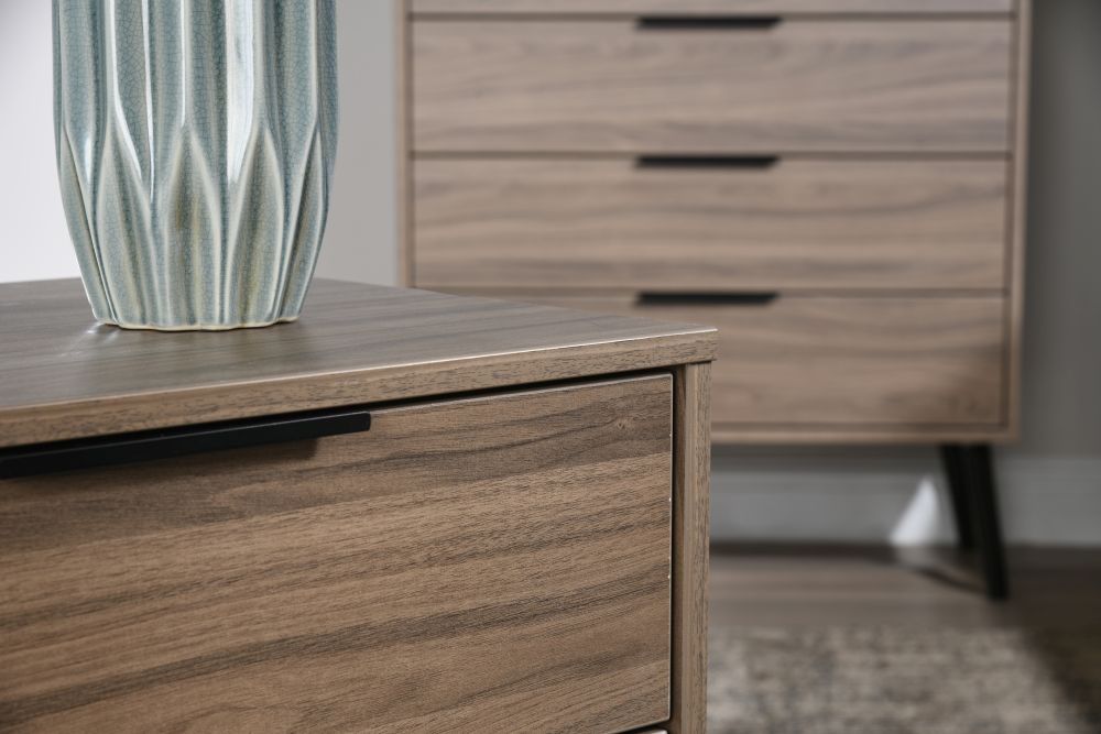 Product photograph of Hong Kong Walnut Effect 2 Drawer Midi Chest With Wooden Legs from Choice Furniture Superstore.