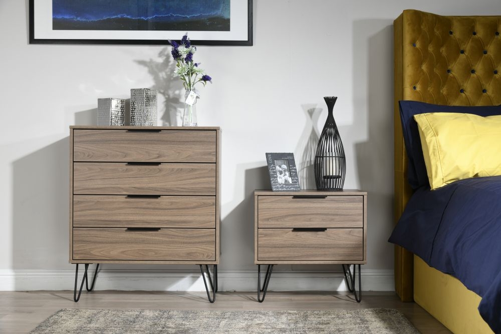 Product photograph of Hong Kong 4 Drawer Chest With Hairpin Legs from Choice Furniture Superstore.