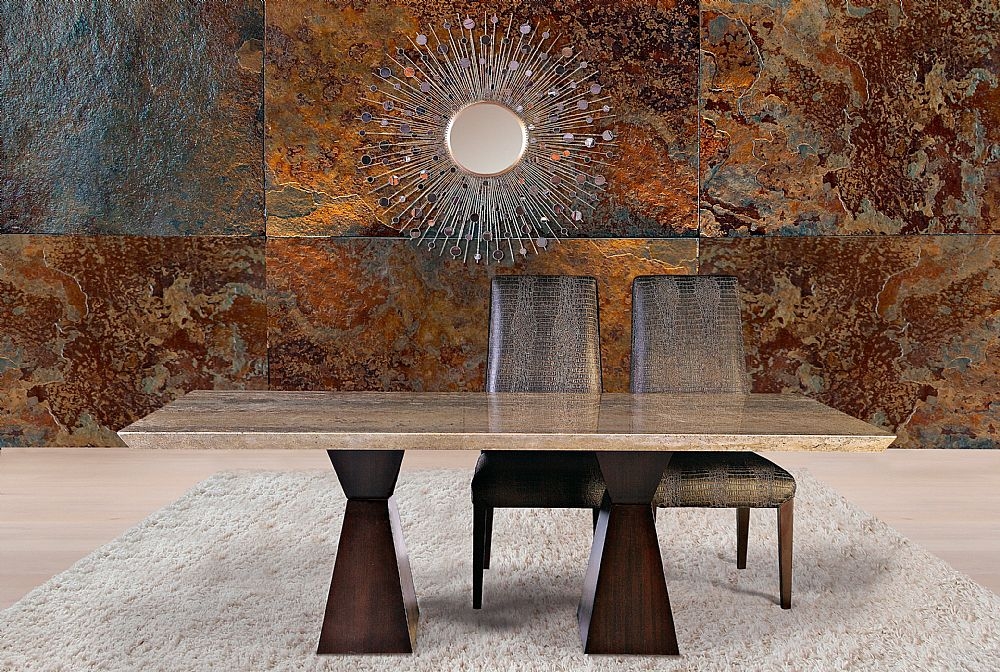 Product photograph of Stone International Clepsy Dining Table - Marble And Wenge Wood from Choice Furniture Superstore.
