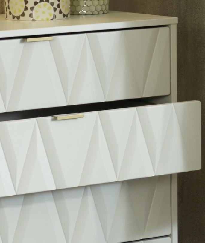 Product photograph of Diamond White 5 Drawer Narrow Chest With Gold Hairpin Legs from Choice Furniture Superstore.