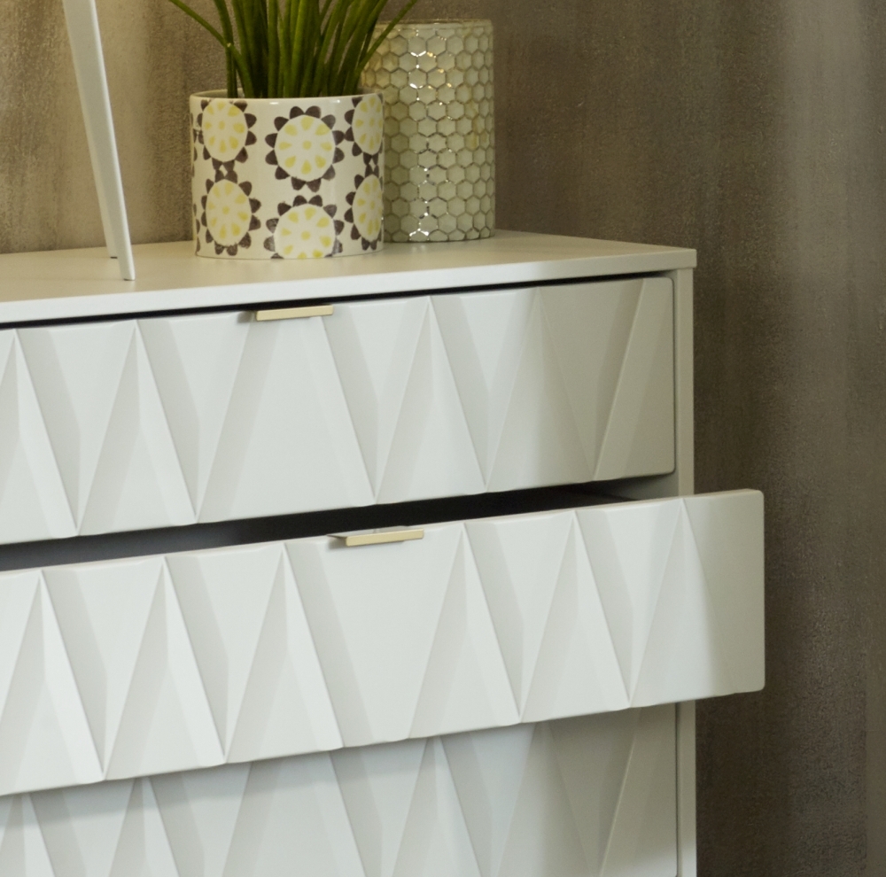 Product photograph of Diamond 3 Drawer Chest With Hairpin Legs - White from Choice Furniture Superstore.