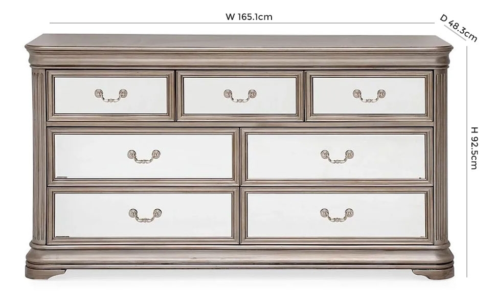 Product photograph of Vida Living Jessica Champagne Mirrored 3 4 Drawer Dressing Chest from Choice Furniture Superstore.