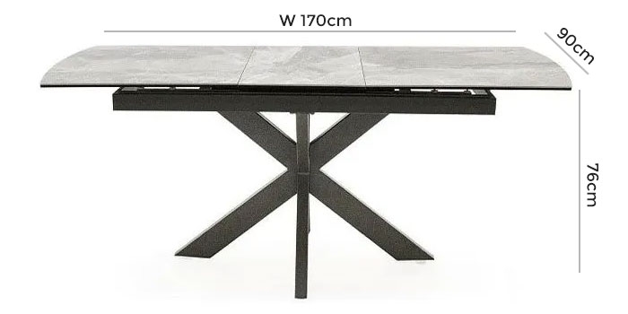 Product photograph of Vida Living Valerius 170cm-220cm Grey Ceramic Extending Dining Table from Choice Furniture Superstore.