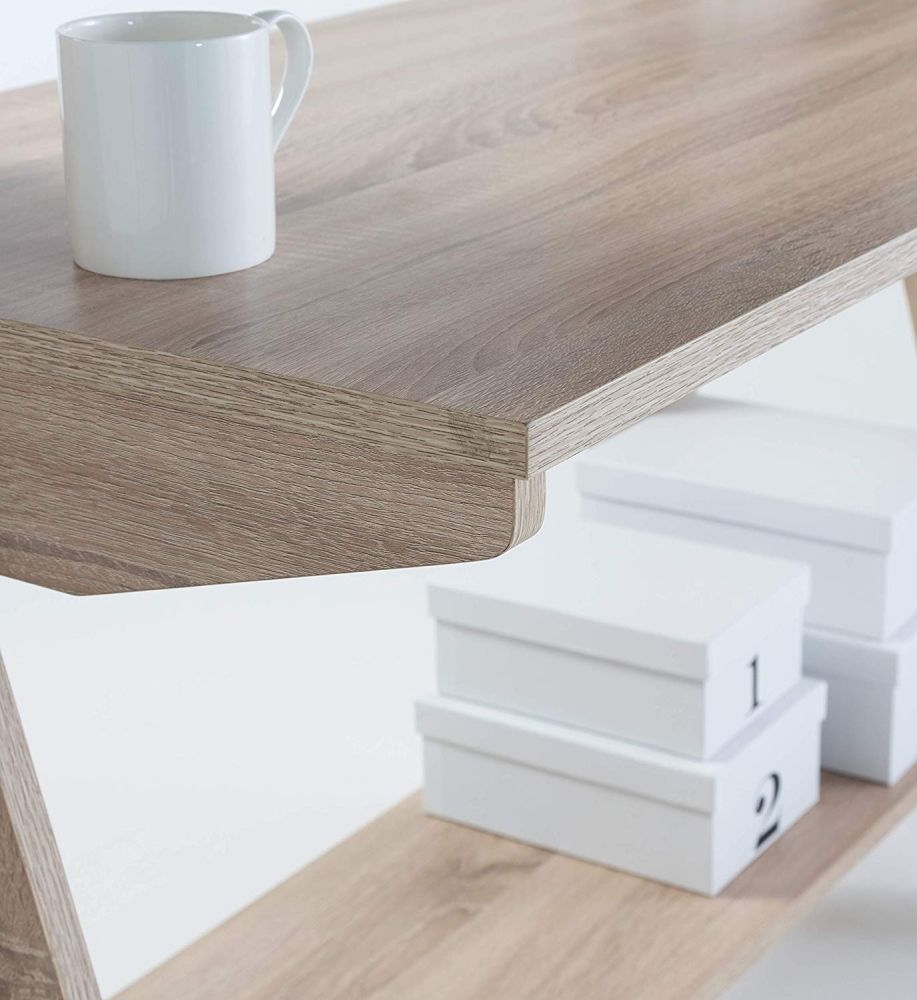 Product photograph of Alphason Arizona Light Oak Trestle Desk from Choice Furniture Superstore.