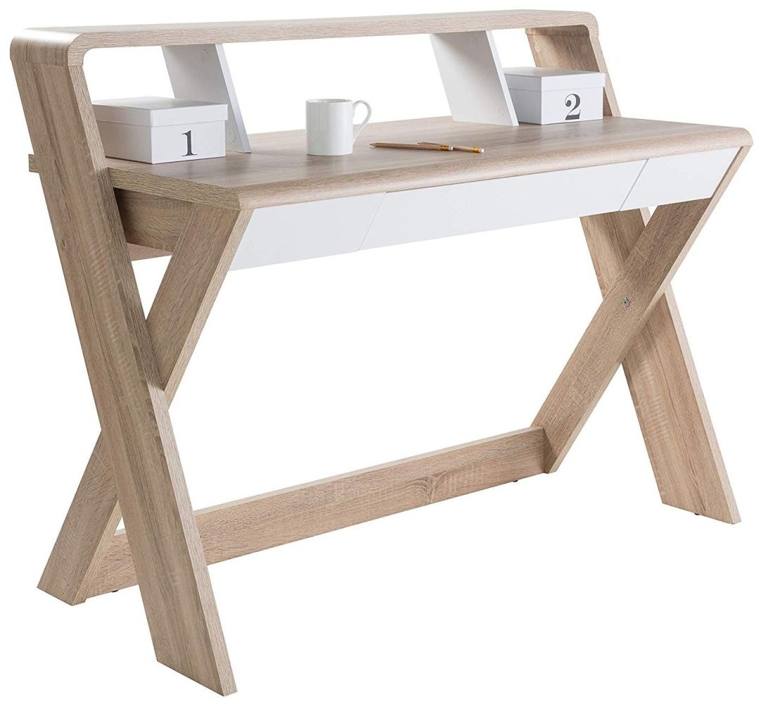 Product photograph of Alphason Aspen Light Oak Trestle Desk from Choice Furniture Superstore.