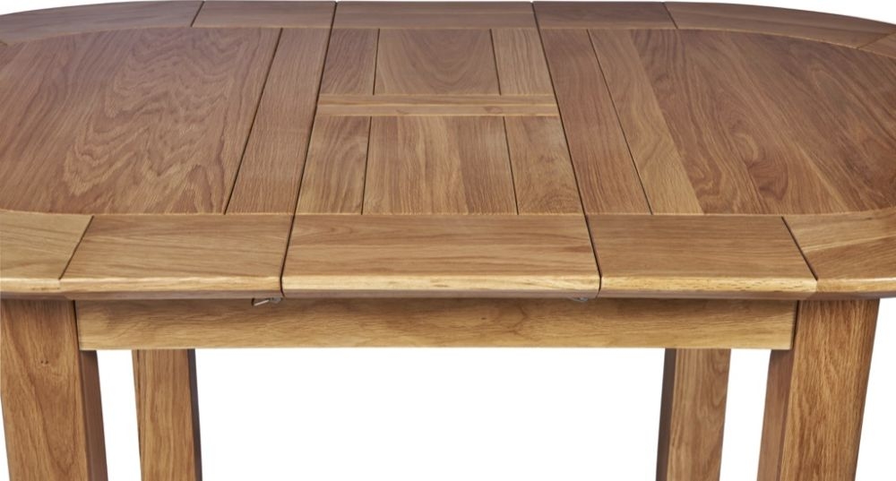 Product photograph of Shaker Oak Small D-end Extending Dining Table from Choice Furniture Superstore.