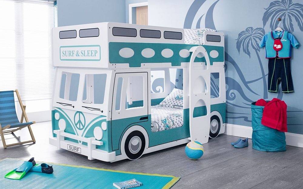Product photograph of Campervan Vintage Green Novelty Bunk Bed from Choice Furniture Superstore.