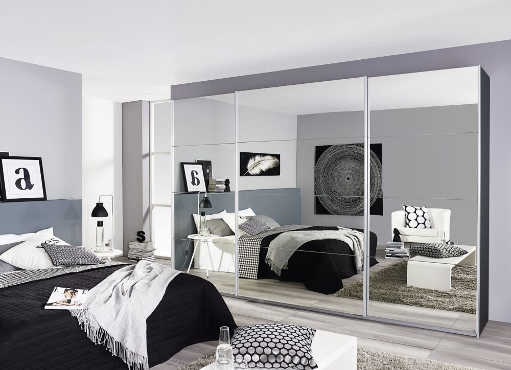 Product photograph of Rauch Quadra Full Mirrored Sliding Wardrobe - Variation Available from Choice Furniture Superstore.