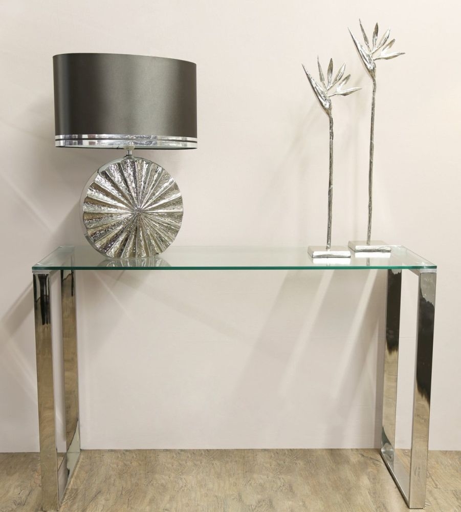 Product photograph of Value Harry Console Table - Glass And Chrome from Choice Furniture Superstore.