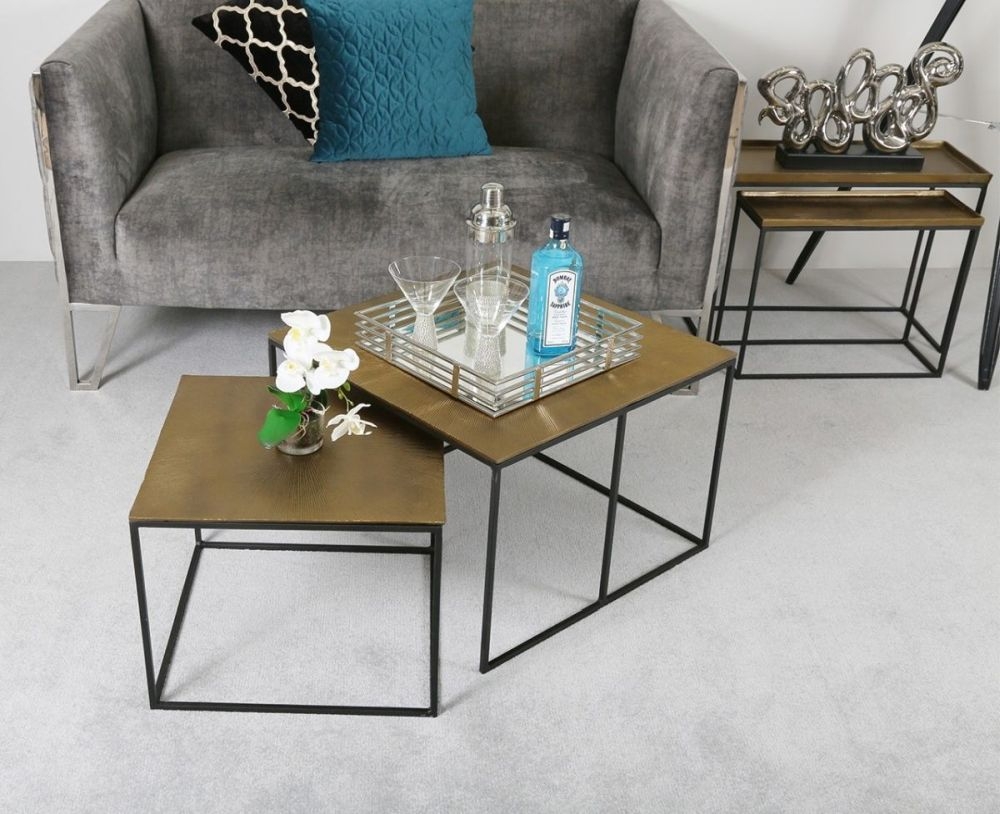 Product photograph of Value Mahi Nest Of 2 Tables - Black And Gold from Choice Furniture Superstore.