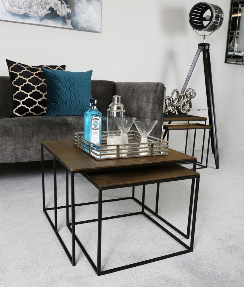 Product photograph of Value Mahi Nest Of 2 Tables - Black And Gold from Choice Furniture Superstore.