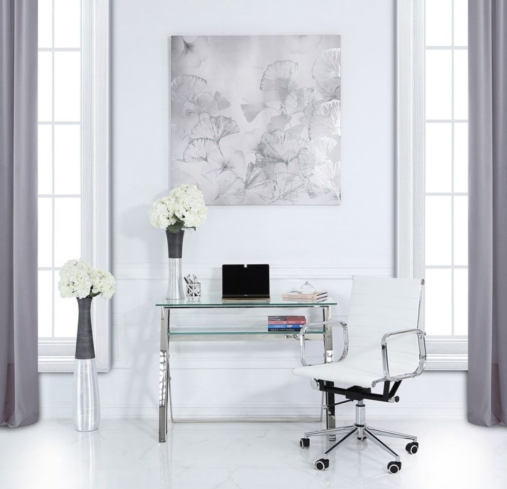 Product photograph of Dylan Cross Frame Desk - Glass And Chrome from Choice Furniture Superstore.