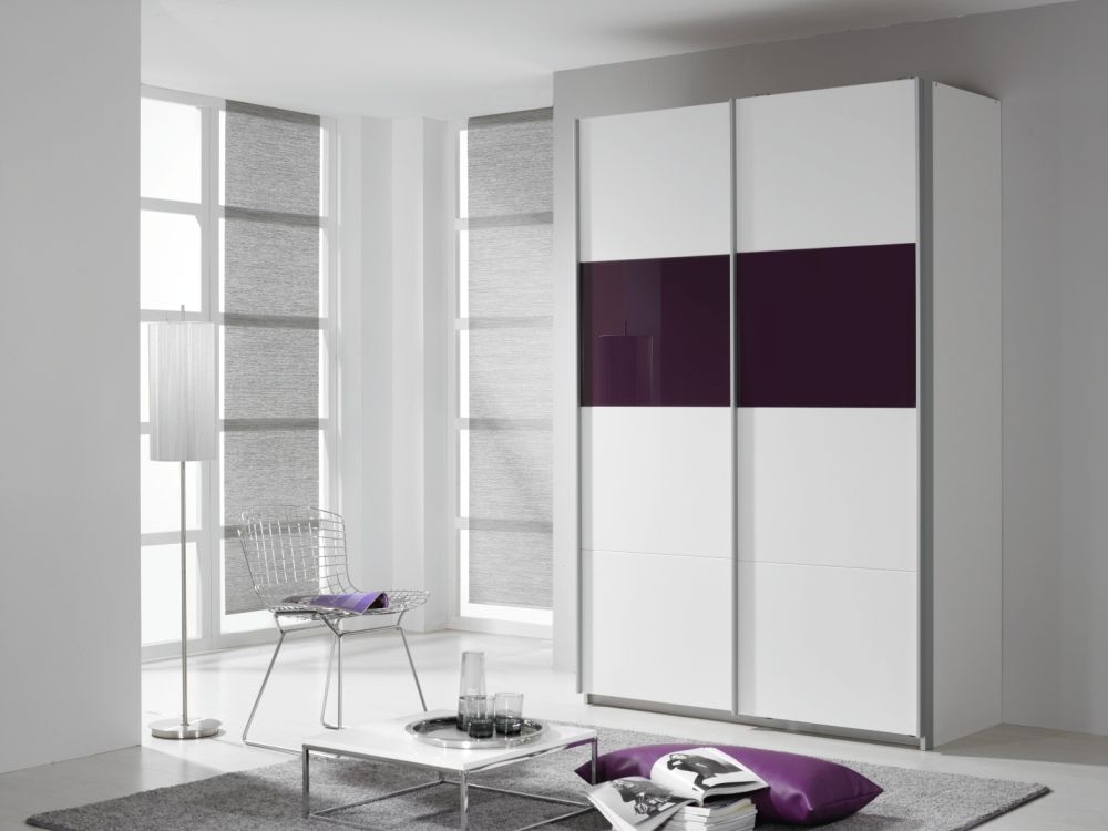 Product photograph of Quadra Sliding Wardrobe With Decor And Part Glass Front from Choice Furniture Superstore.
