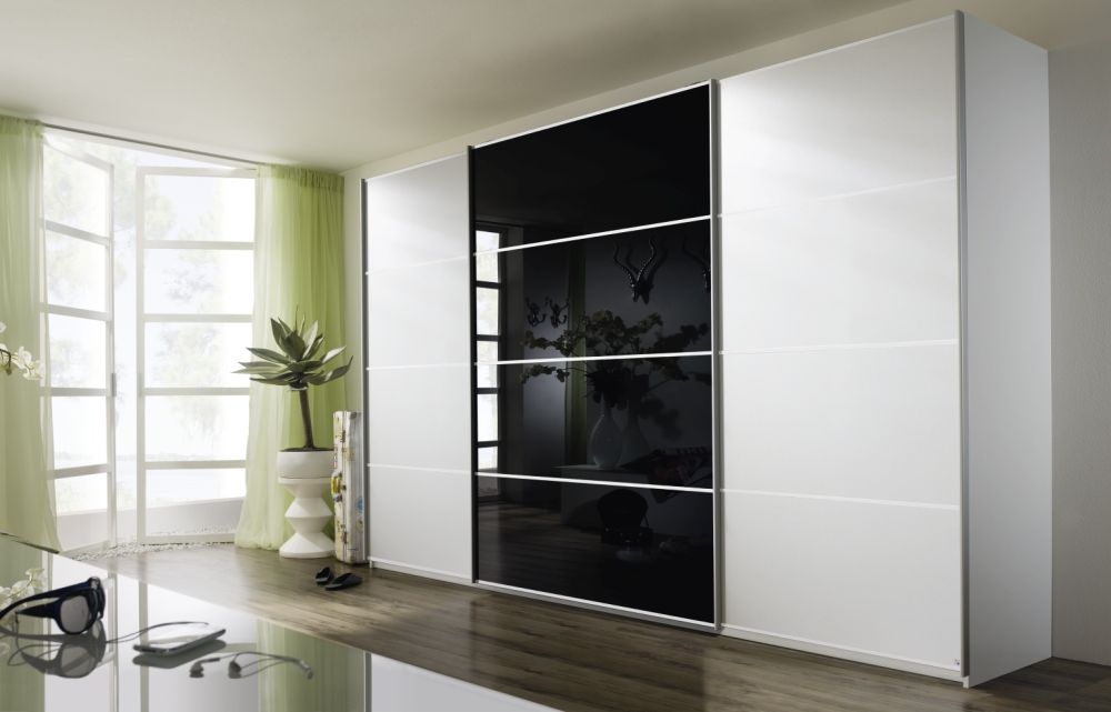 Product photograph of Rauch Quadra Glass And Decor Sliding Wardrobe - Variation Available from Choice Furniture Superstore.