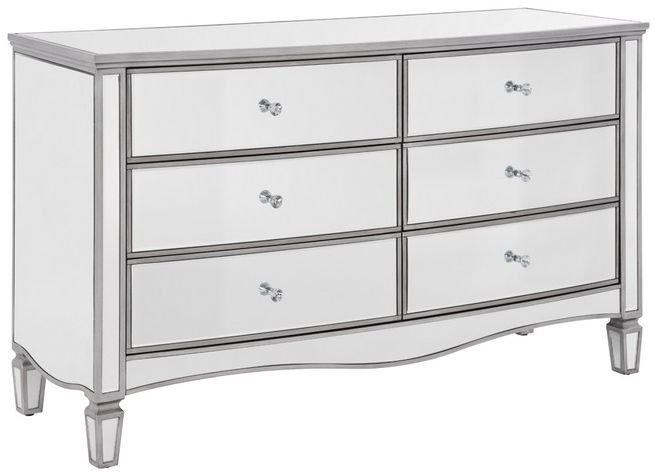 Product photograph of Elysee Mirrored Glass Wide 6 Drawer Chest from Choice Furniture Superstore.