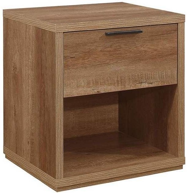 Product photograph of Stockwell Oak 1 Drawer Bedside Cabinet from Choice Furniture Superstore.