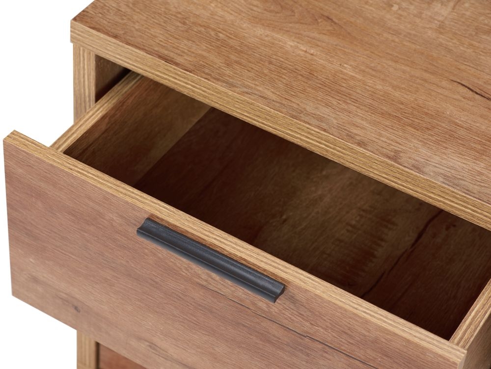 Product photograph of Stockwell Oak 1 Drawer Bedside Cabinet from Choice Furniture Superstore.