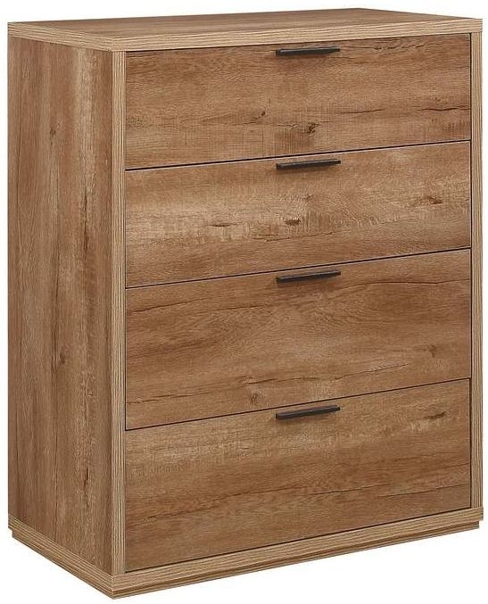Product photograph of Stockwell Rustic Oak Effect 4 Drawer Chest from Choice Furniture Superstore.