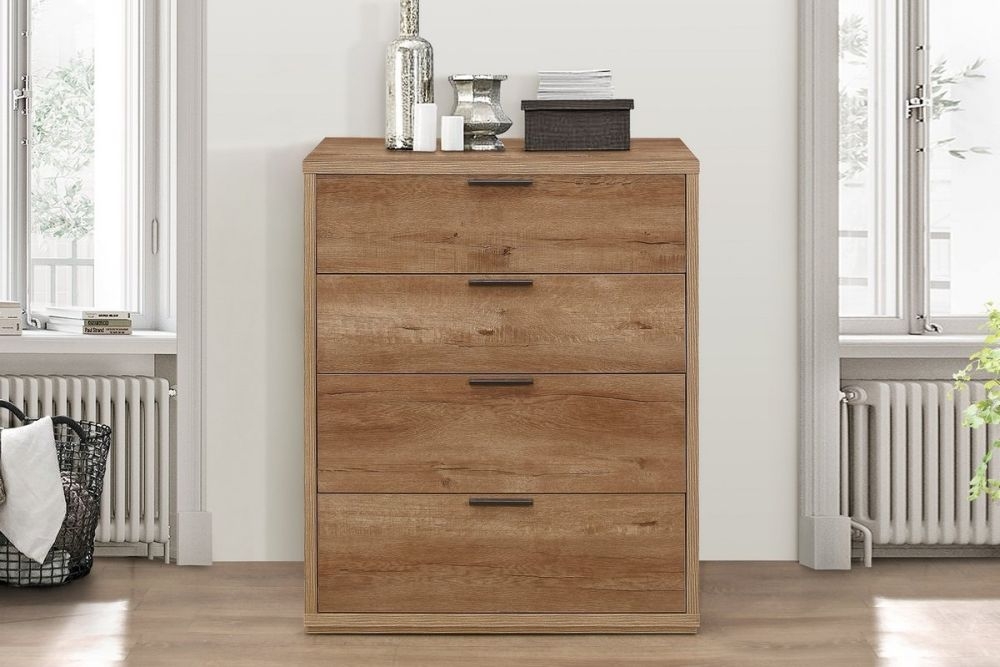 Product photograph of Stockwell Rustic Oak Effect 4 Drawer Chest from Choice Furniture Superstore.
