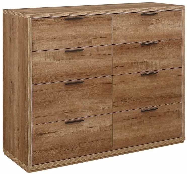 Product photograph of Stockwell Oak Large 8 Drawer Chest from Choice Furniture Superstore.