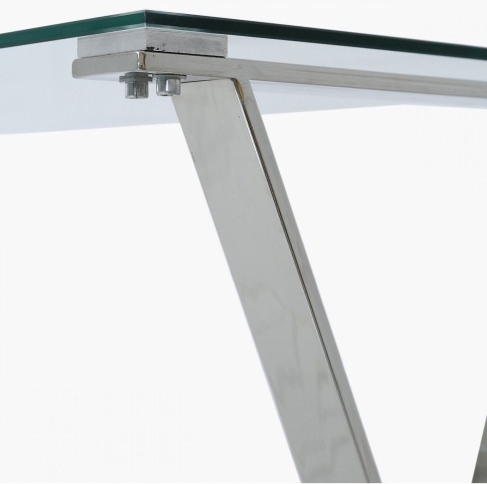 Product photograph of Taylor Cross Frame Desk - Glass And Chrome from Choice Furniture Superstore.