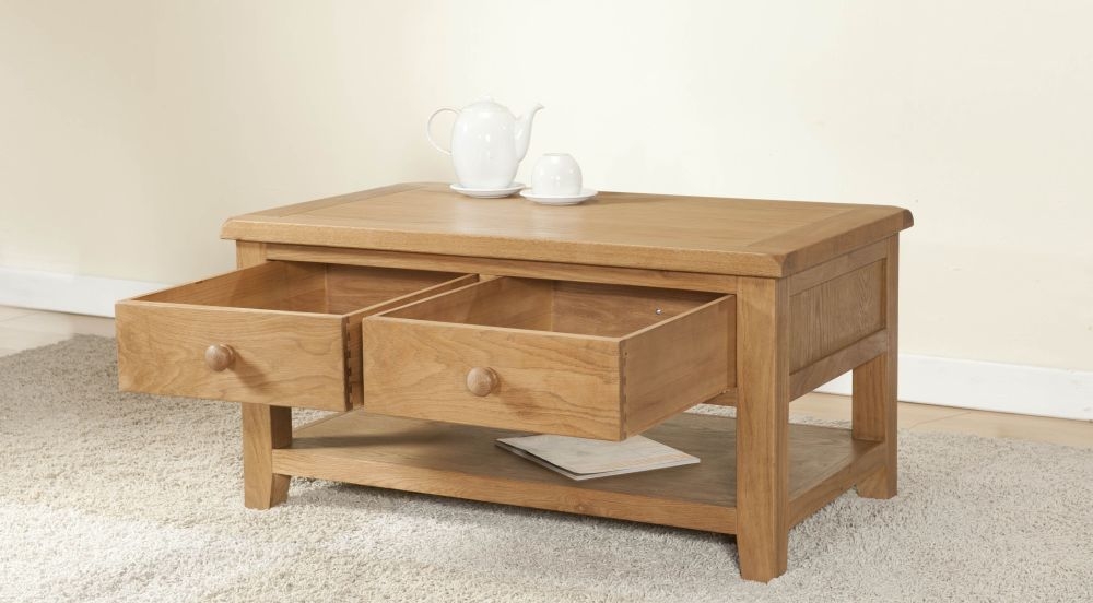 Product photograph of Dorset Oak Storage Coffee Table from Choice Furniture Superstore.