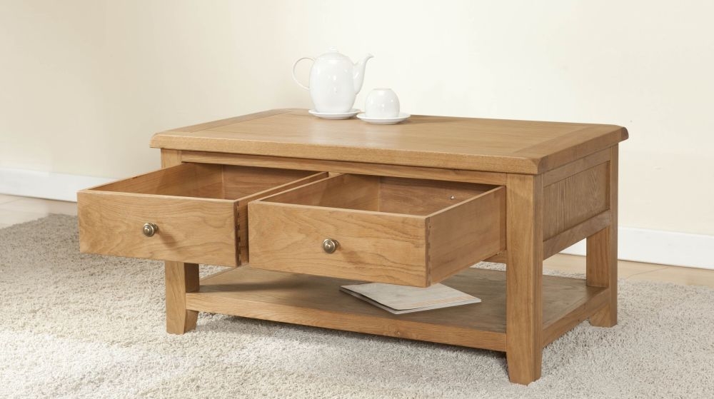 Product photograph of Dorset Oak Storage Coffee Table from Choice Furniture Superstore.