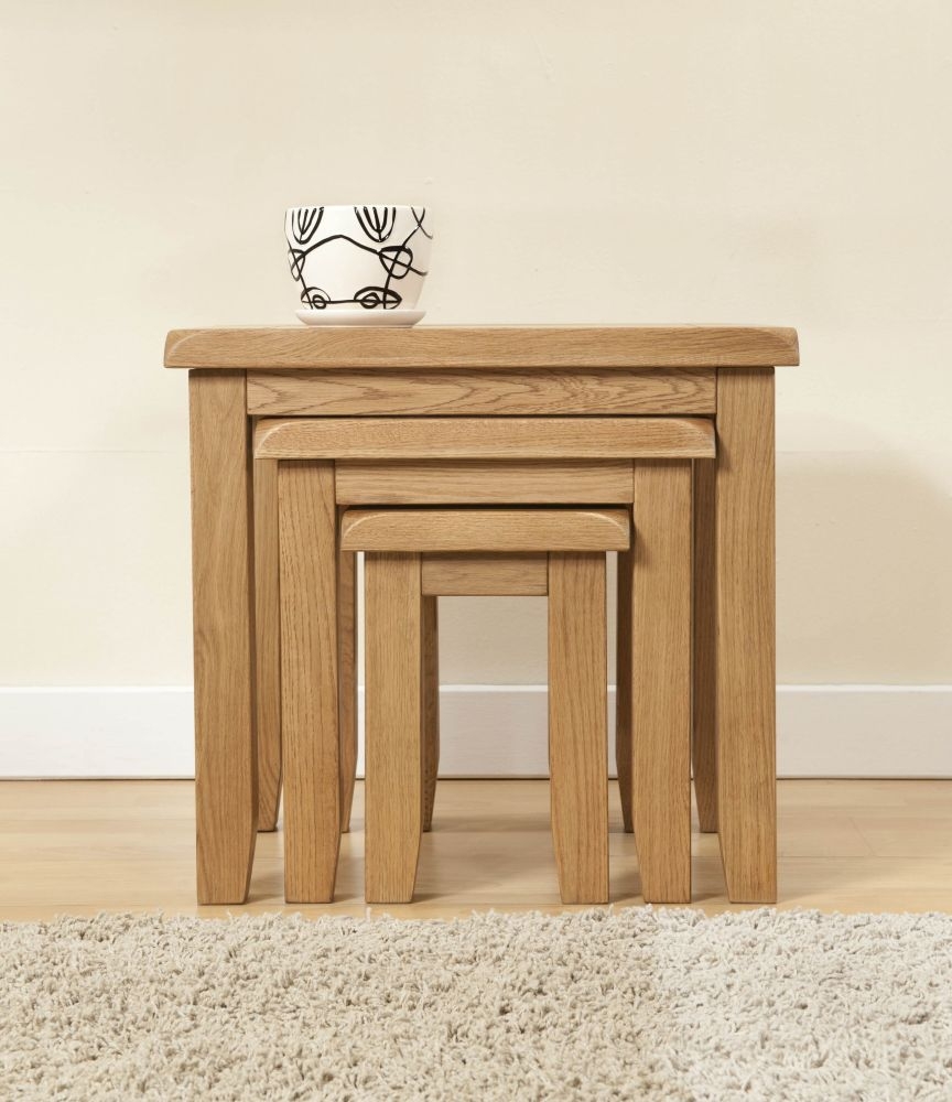 Product photograph of Dorset Oak Nest Of Tables from Choice Furniture Superstore.