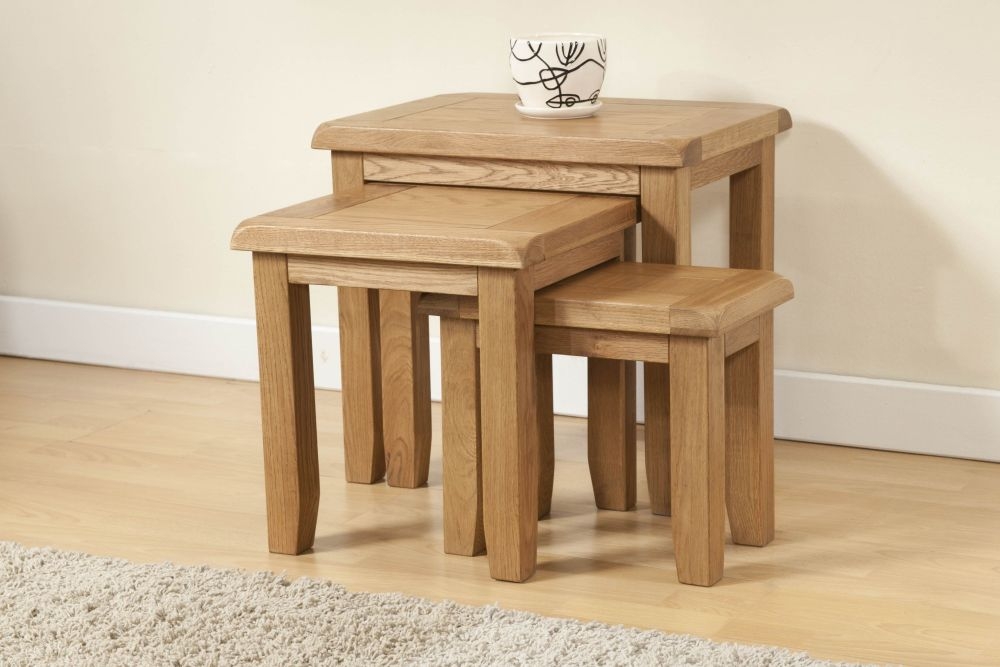 Product photograph of Dorset Oak Nest Of Tables from Choice Furniture Superstore.