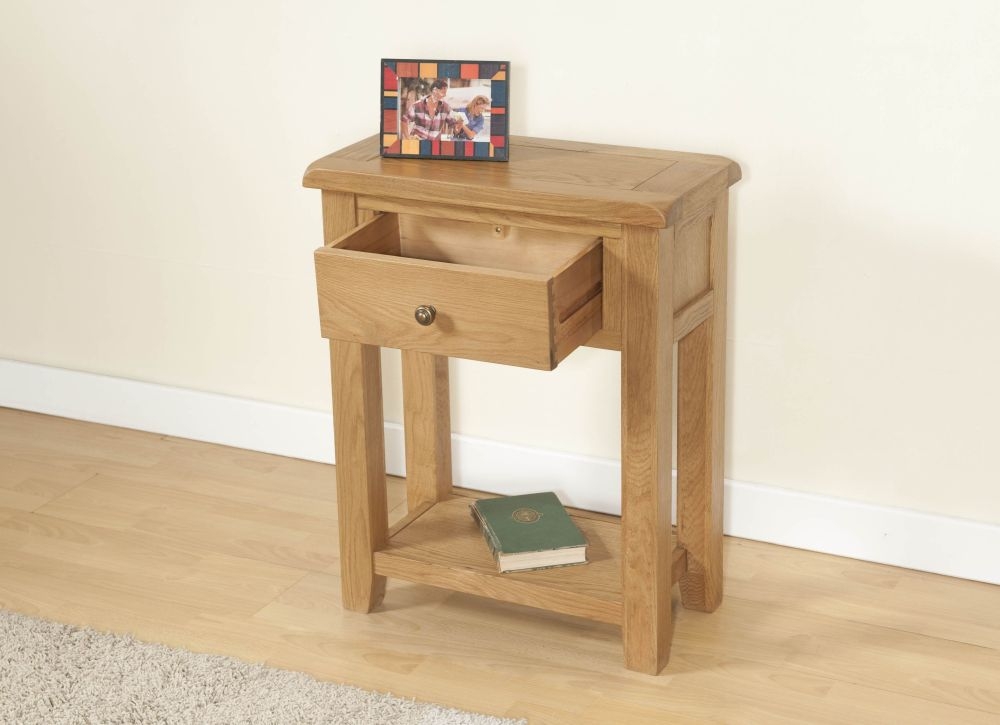 Product photograph of Dorset Oak Console Table from Choice Furniture Superstore.