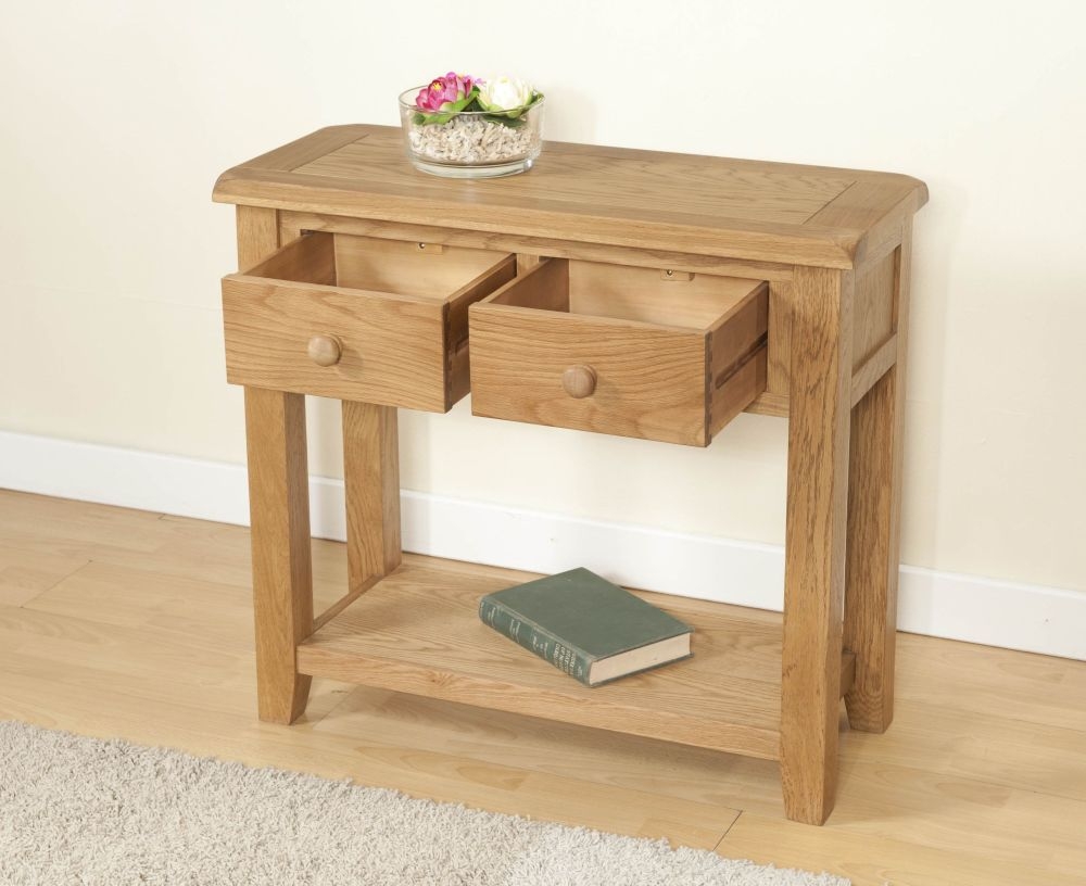Product photograph of Dorset Oak Large Console Table from Choice Furniture Superstore.