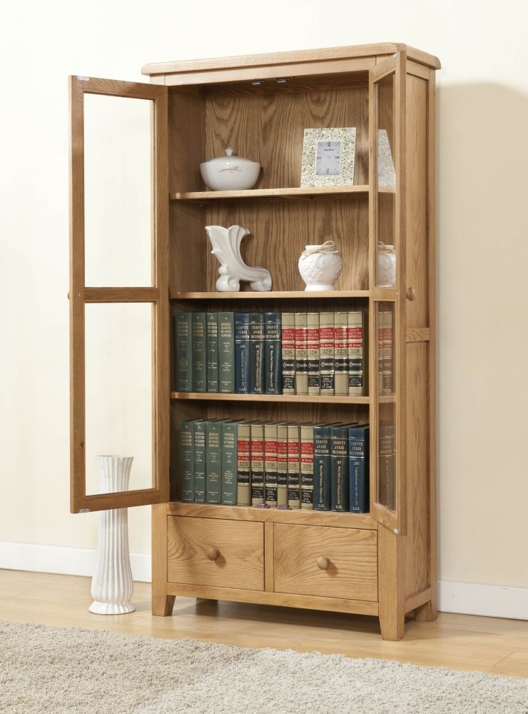 Product photograph of Dorset Oak Display Cabinet from Choice Furniture Superstore.