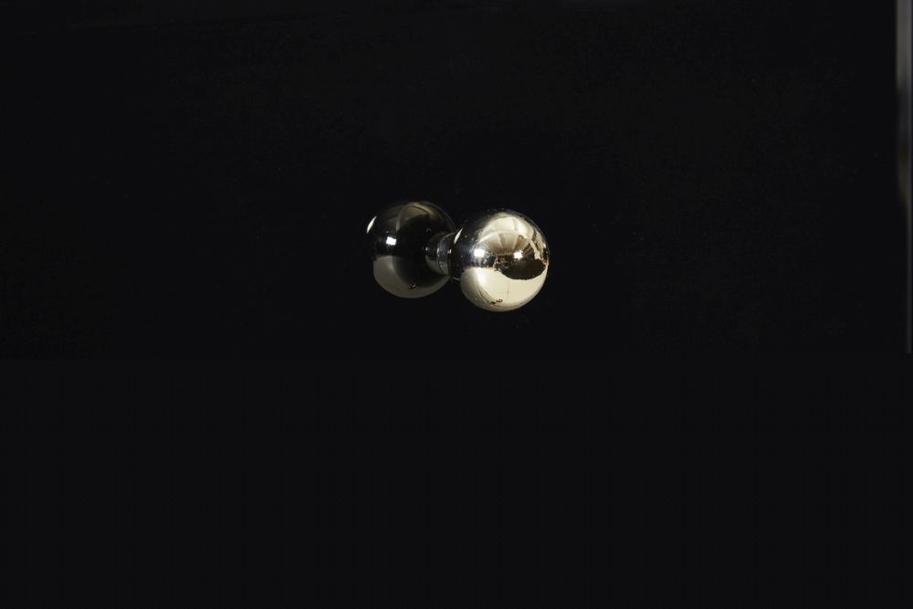Product photograph of Fenwick Black Glass 4 Drawer Chest - Gold Trim from Choice Furniture Superstore.