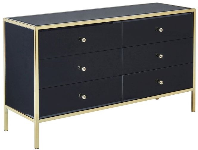 Product photograph of Fenwick Black Metal Medium 6 Drawer Chest from Choice Furniture Superstore.