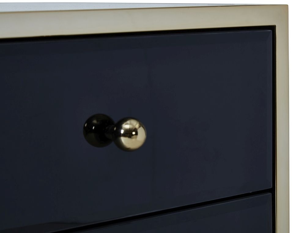 Product photograph of Fenwick Black Glass And Gold Metal 4 8 Drawer Large Chest from Choice Furniture Superstore.