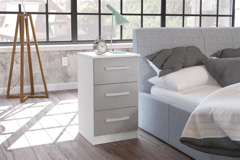 Product photograph of Birlea Lynx Bedside Cabinet - White And Grey from Choice Furniture Superstore.