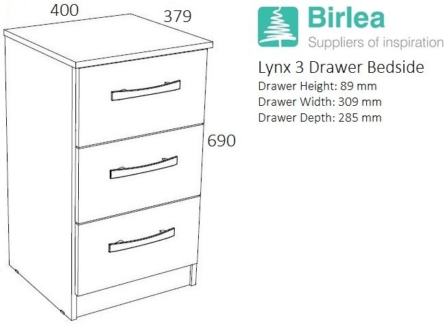 Product photograph of Birlea Lynx Bedside Cabinet - White And Grey from Choice Furniture Superstore.