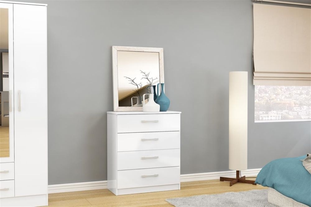 Product photograph of White Lynx 4 Drawer Chest from Choice Furniture Superstore.