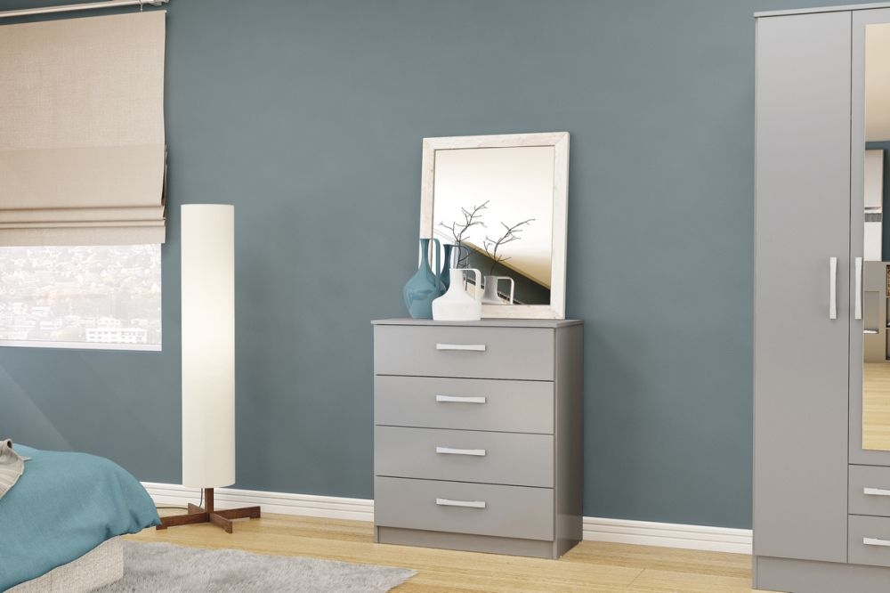 Product photograph of Lynx 4 Drawer Small Chest - Comes In Grey Black And White Options from Choice Furniture Superstore.