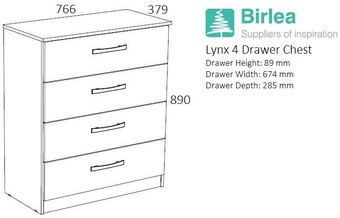 Product photograph of Lynx Grey Small 4 Drawer Chest from Choice Furniture Superstore.