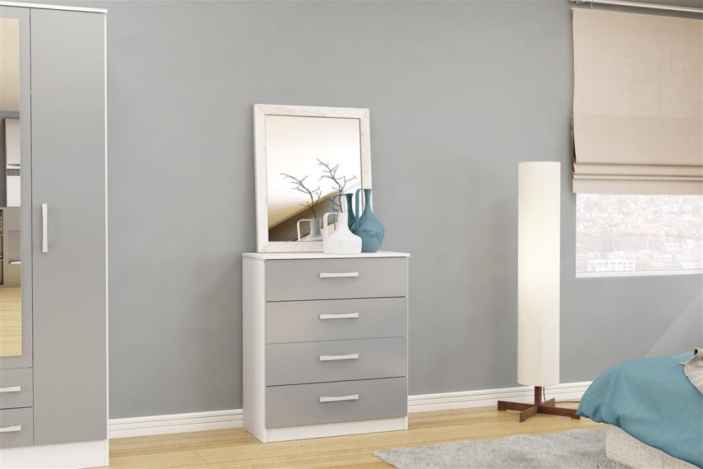 Product photograph of Birlea Lynx 4 Drawer Small Chest - White And Grey from Choice Furniture Superstore.