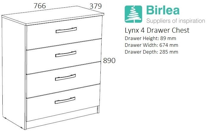 Product photograph of Birlea Lynx Black 5 Drawer Medium Chest from Choice Furniture Superstore.