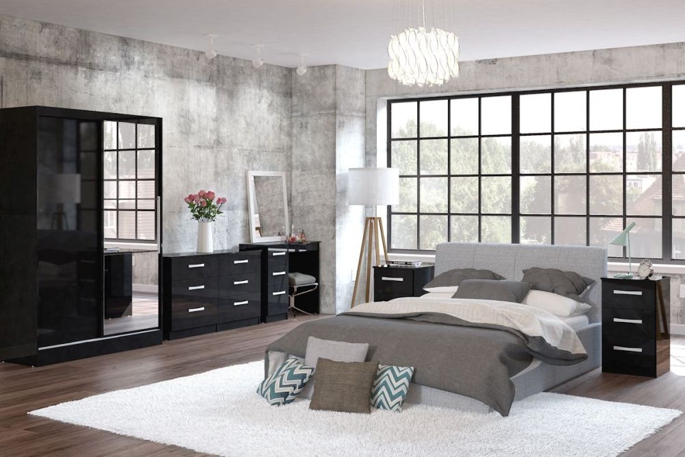 Product photograph of Lynx Black 6 Drawer Chest from Choice Furniture Superstore.