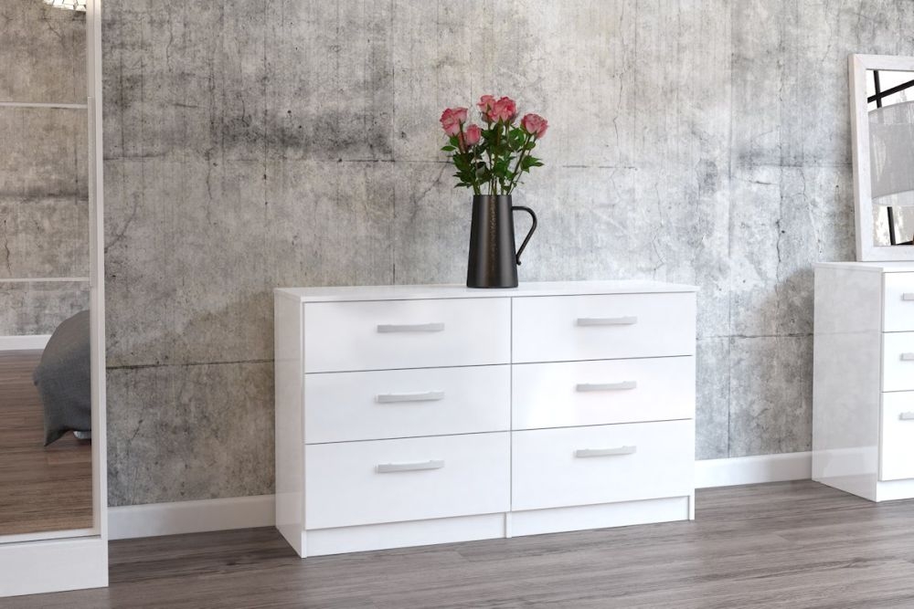 Product photograph of Lynx White 6 Drawer Chest from Choice Furniture Superstore.