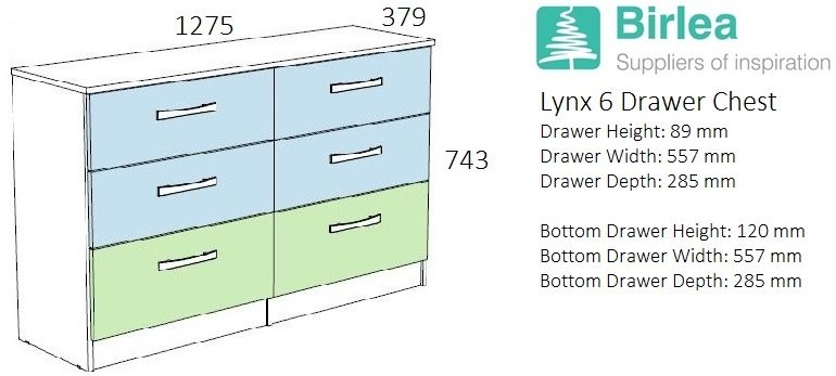 Product photograph of Lynx White 6 Drawer Chest from Choice Furniture Superstore.