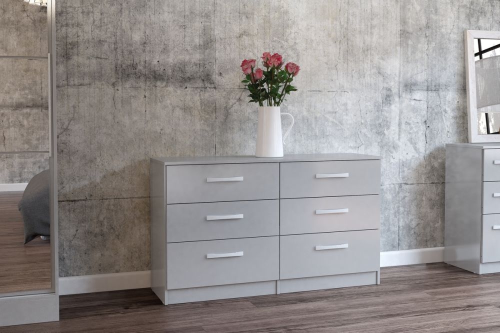 Product photograph of Lynx Grey Large 6 Drawer Chest from Choice Furniture Superstore.