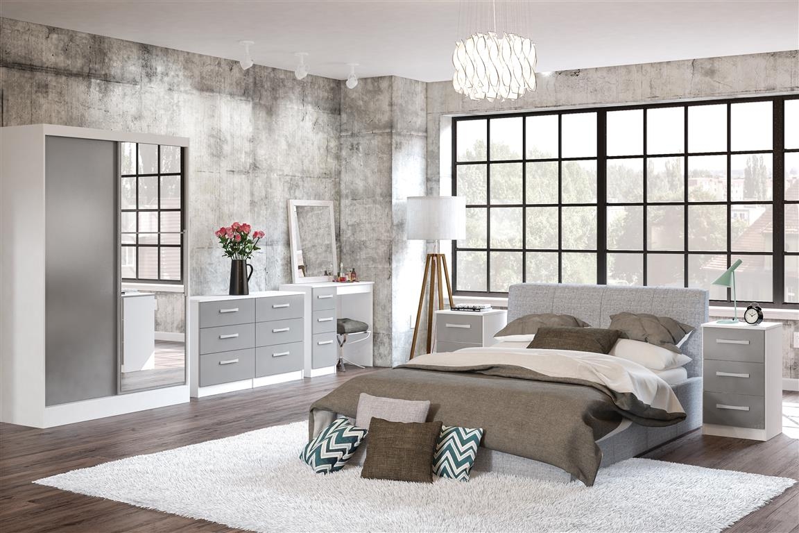 Product photograph of Lynx White And Grey Chest - 6 Drawers from Choice Furniture Superstore.